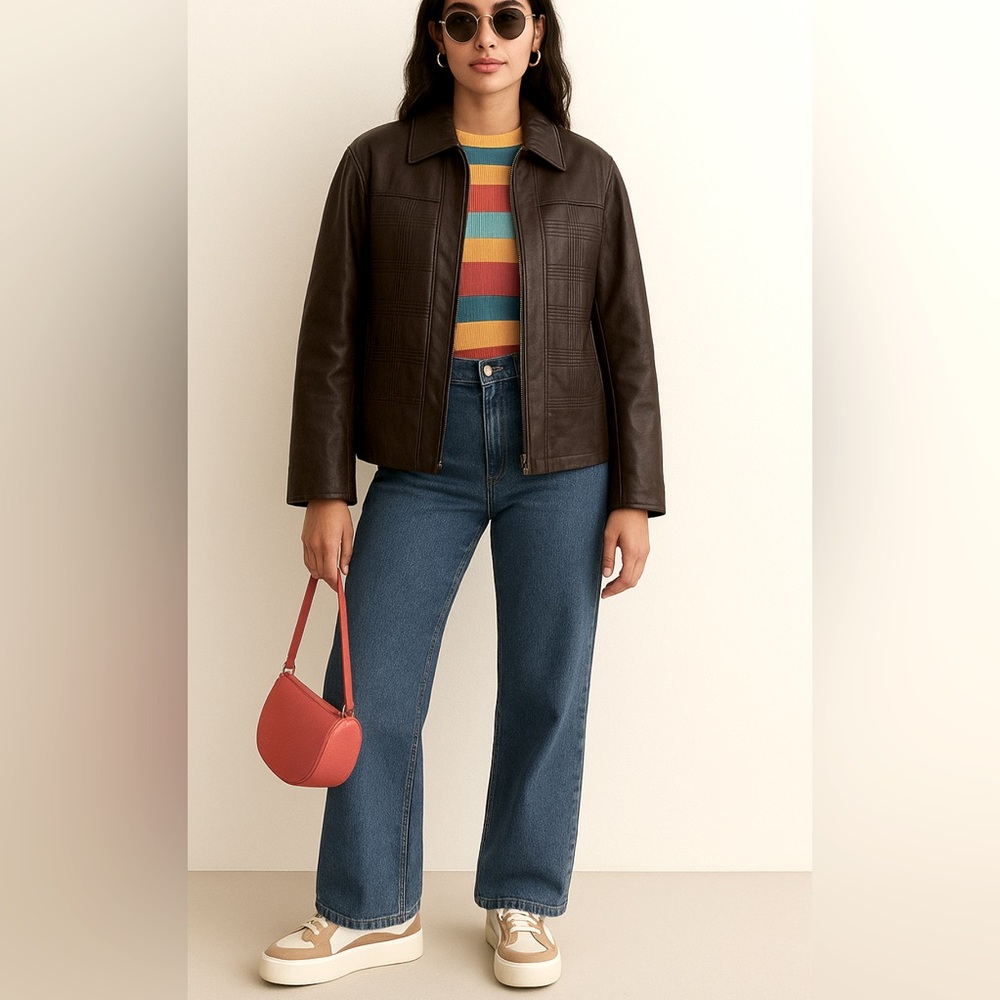 Leather Bomber Jacket Vintage Unisex Made in Canada
